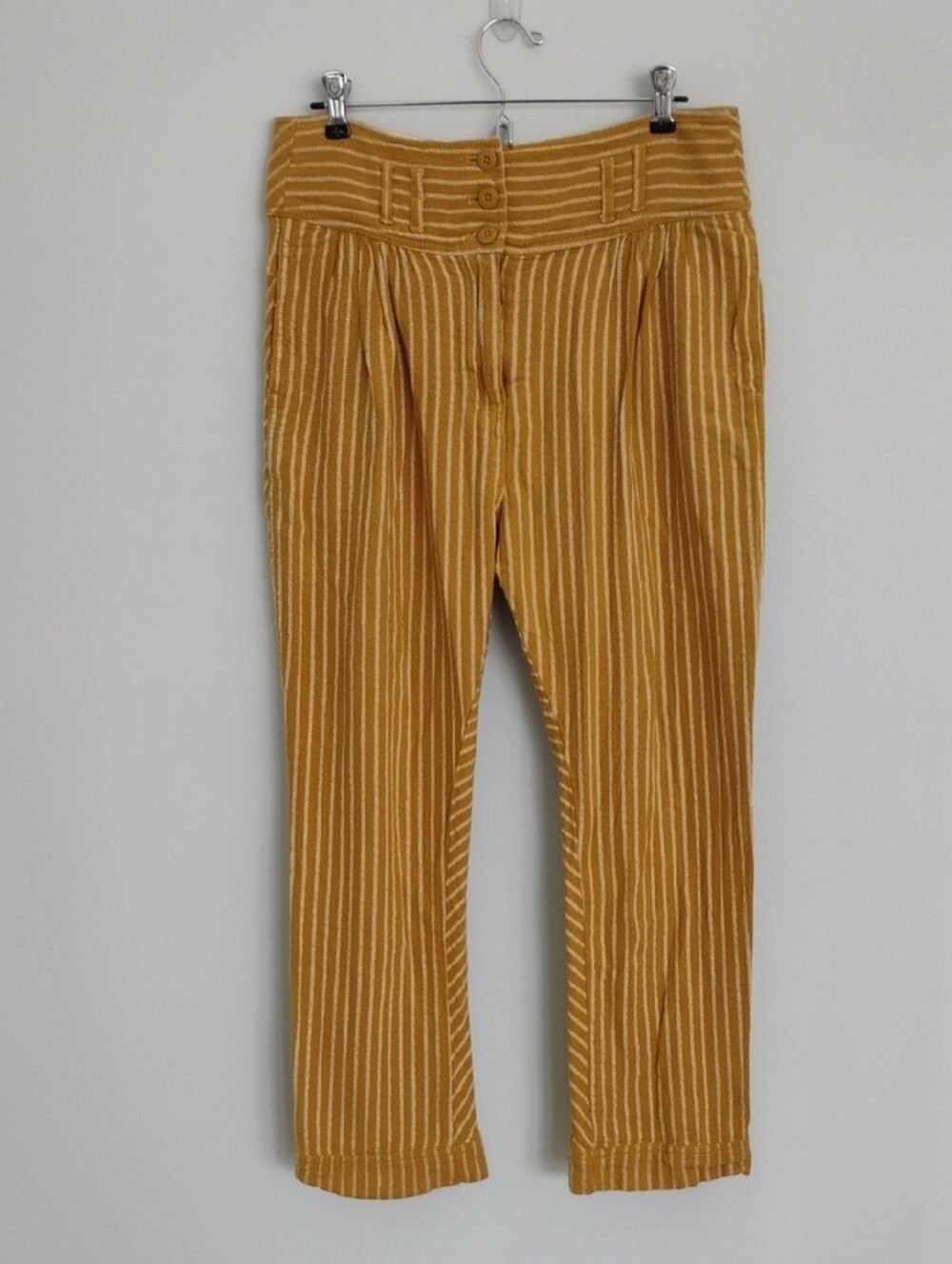 Free People Rumors Boho Indie Striped Mustard Textured Harem Pants Size 6